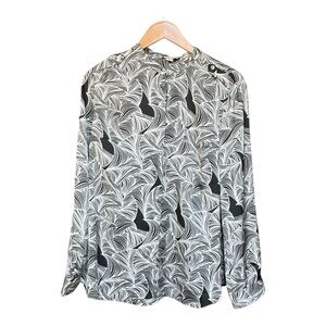 Coldwater Creek Black and White Swirl Blouse - Size L (US 14)